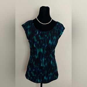 Kenneth Cole New York Teal and Black Blouse